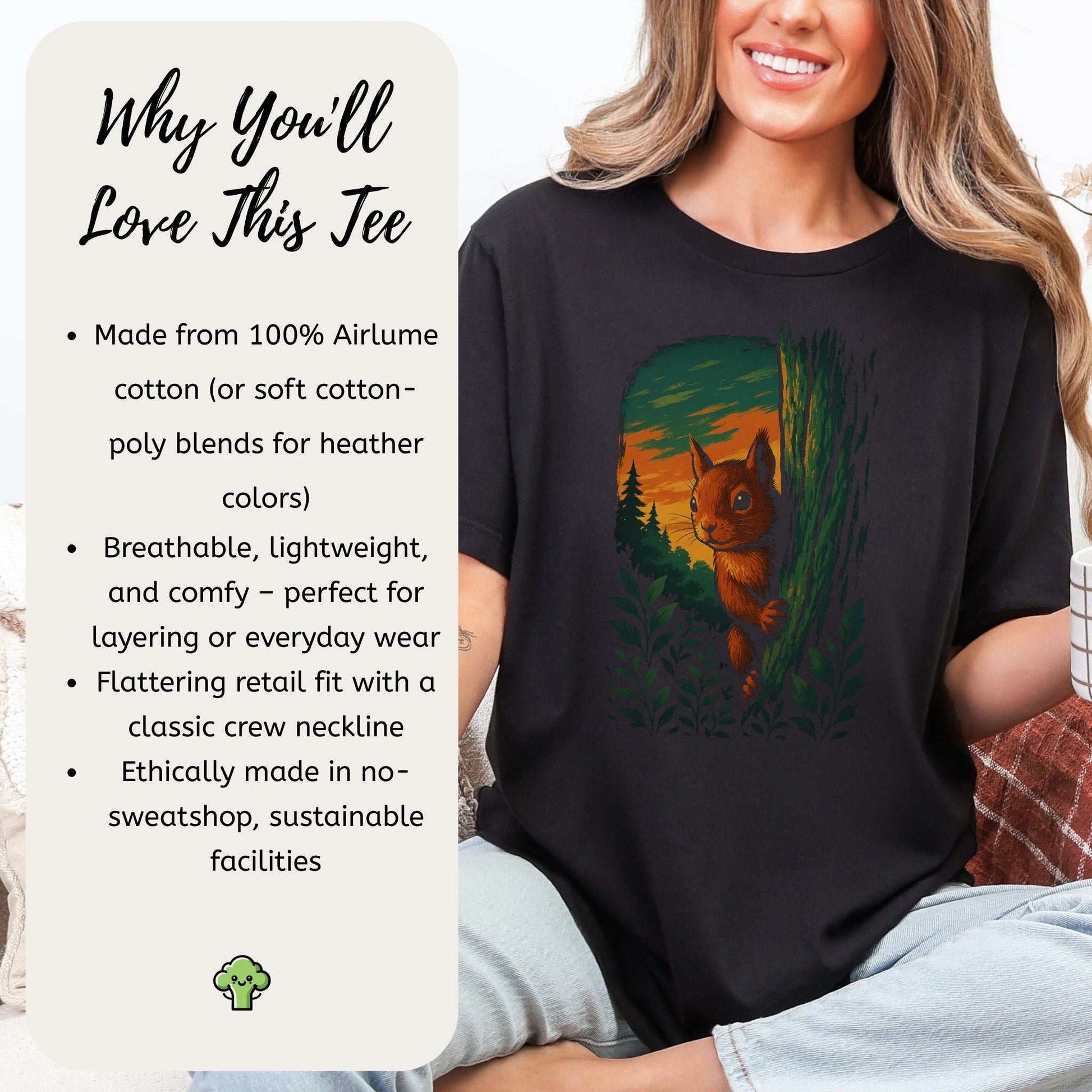 Squirrel Peeking in Forest T-Shirt – Spirit Animal of Playfulness