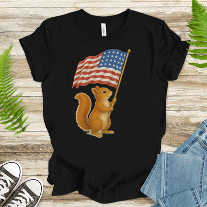 Squirrel with American Flag T-Shirt – Cute 4th of July Animal Tee