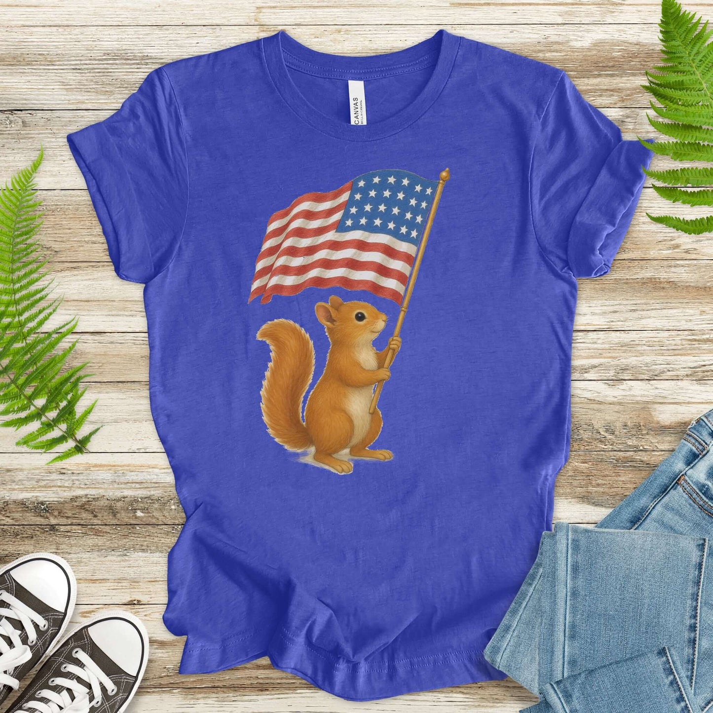 Squirrel with American Flag T-Shirt – Cute 4th of July Animal Tee