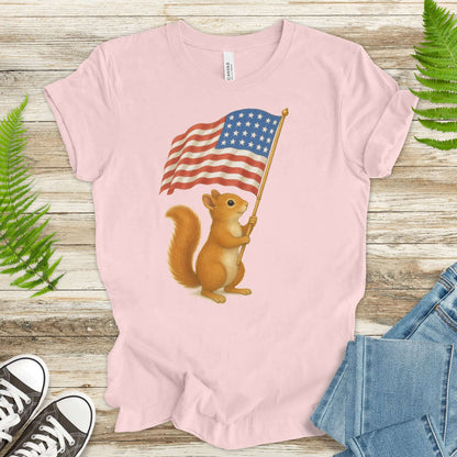 Squirrel with American Flag T-Shirt – Cute 4th of July Animal Tee
