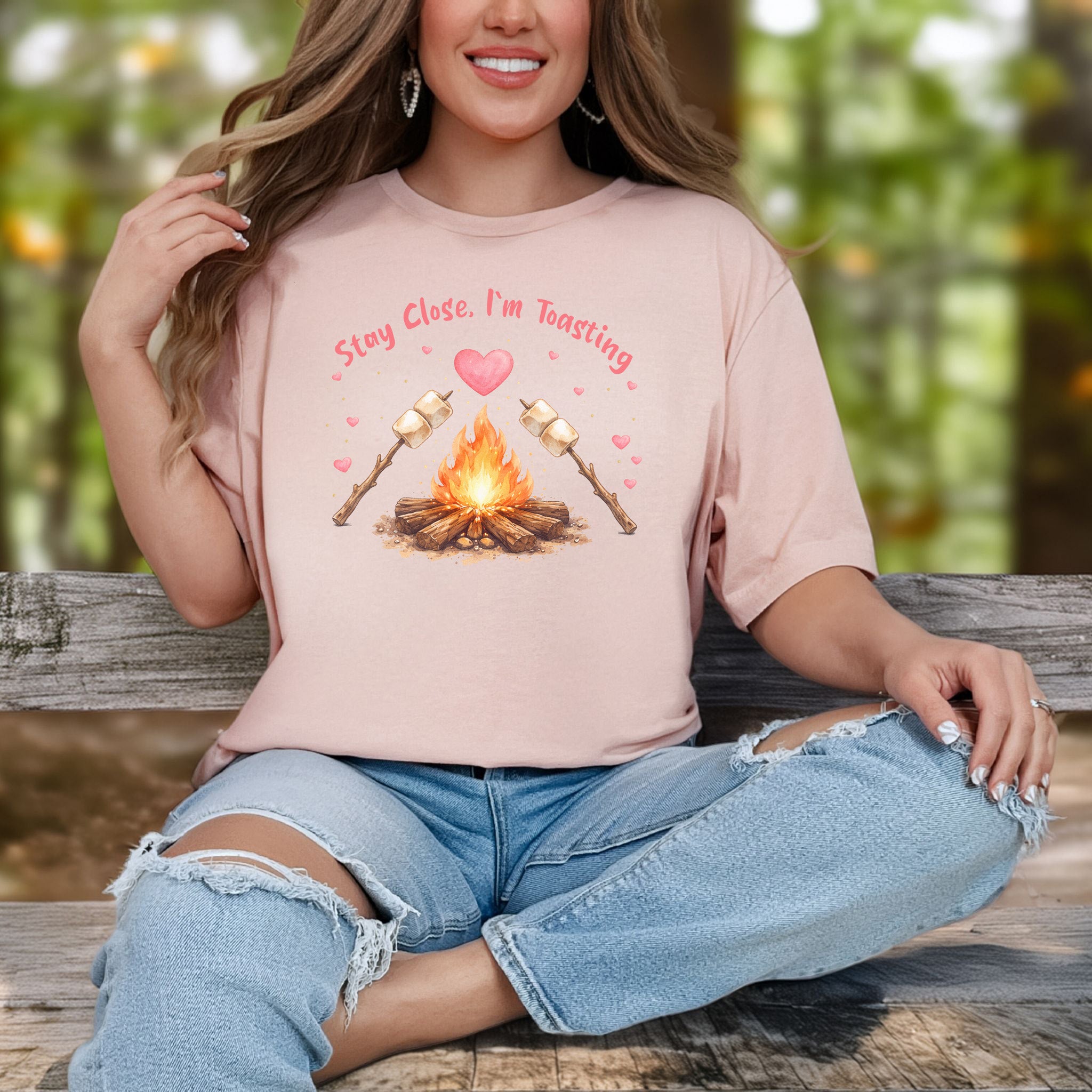 Stay Close I’m Toasting Cute Marshmallow Campfire T-Shirt