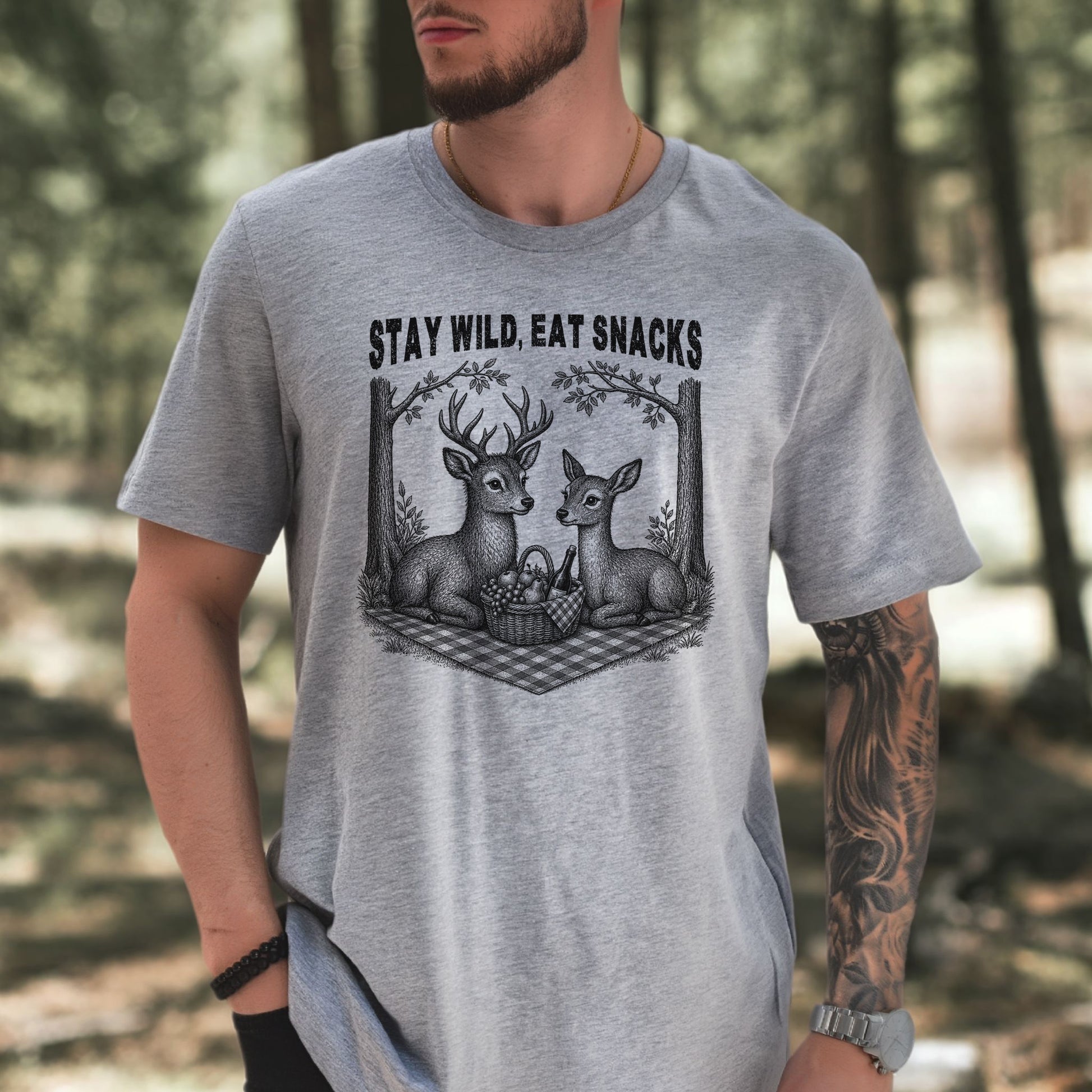 Stay Wild Eat Snacks Funny Deer Picnic Nature Lover Gift T-Shirt
