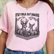 Stay Wild Eat Snacks Funny Deer Picnic Nature Lover Gift T-Shirt