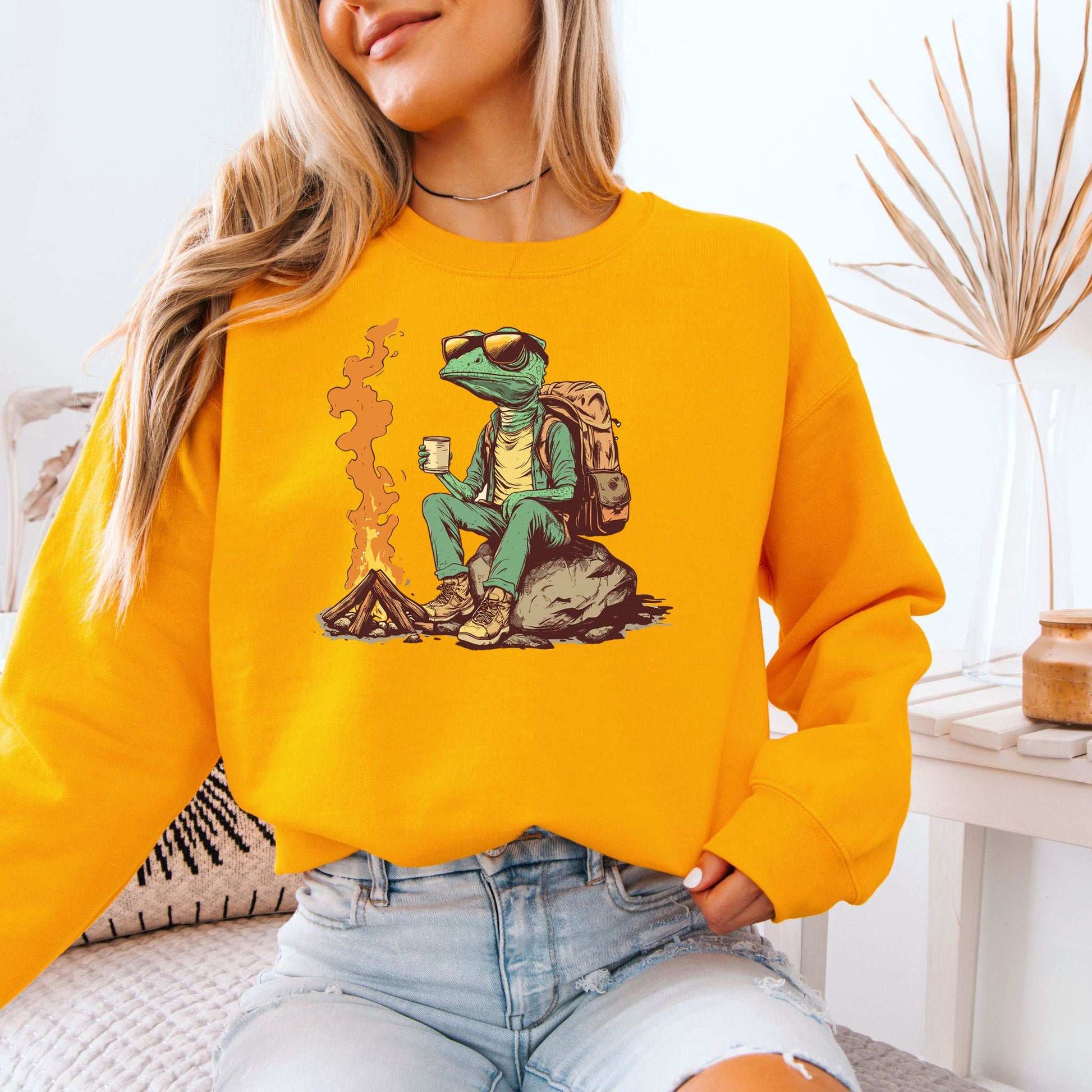 Campfire Chameleon Sweatshirt – Cozy Reptile Vibes for Chill Adventurers