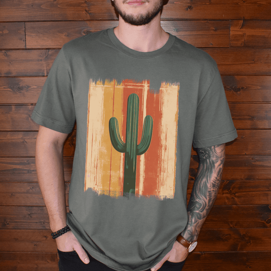 Retro Striped Cactus Colorful T-Shirt