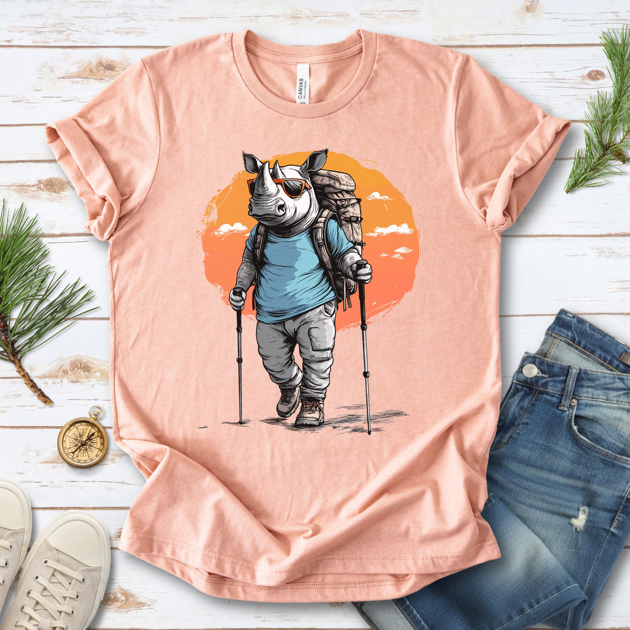 Sunset Hike with Rhino T-Shirt