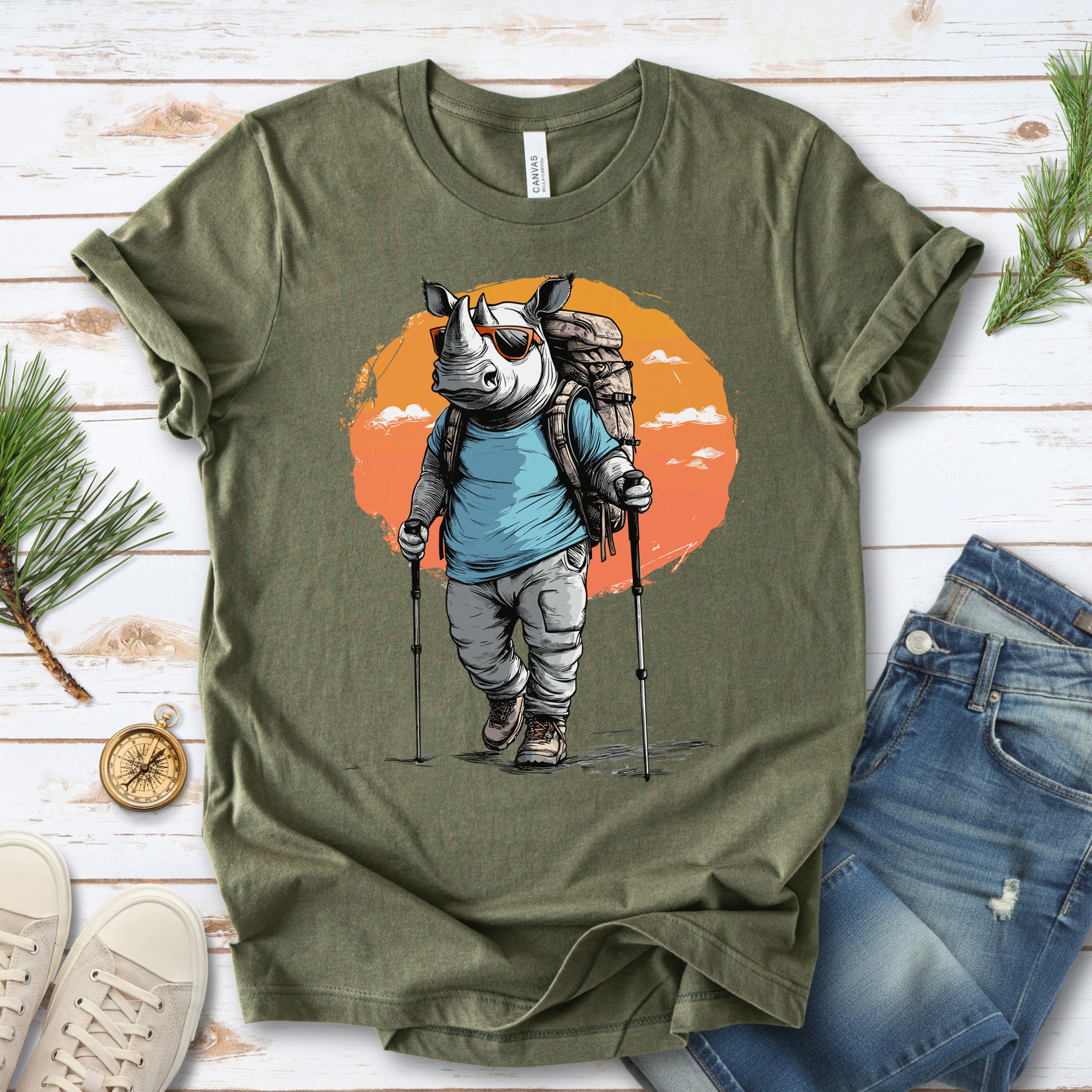 Sunset Hike with Rhino T-Shirt