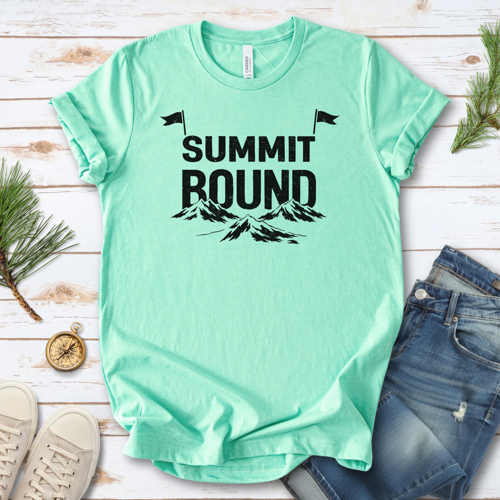 Summit Bound Retro Mountain Climber Adventure T-Shirt