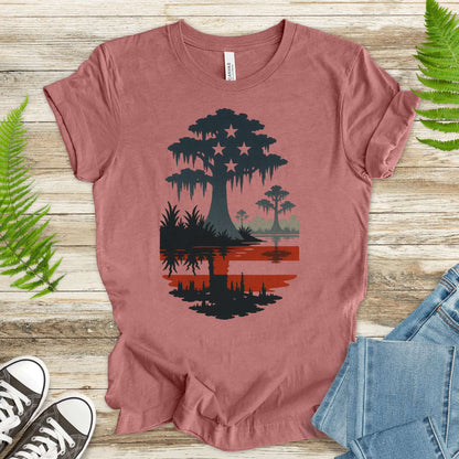 Patriotic Swamp Scene T-Shirt – Bayou & Everglades 4th of July Tee