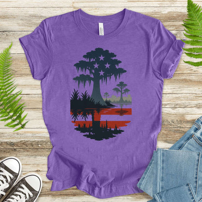 Patriotic Swamp Scene T-Shirt – Bayou & Everglades 4th of July Tee