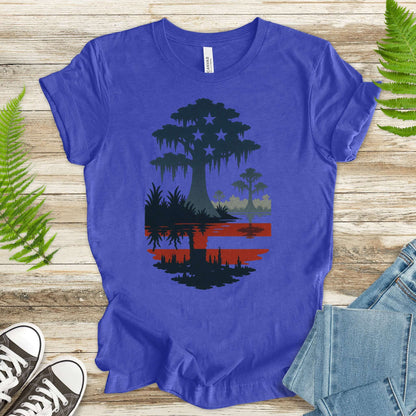 Patriotic Swamp Scene T-Shirt – Bayou & Everglades 4th of July Tee