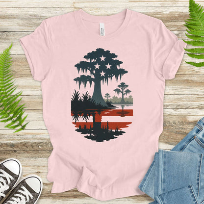 Patriotic Swamp Scene T-Shirt – Bayou & Everglades 4th of July Tee