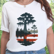 Patriotic Swamp Scene T-Shirt – Bayou & Everglades 4th of July Tee