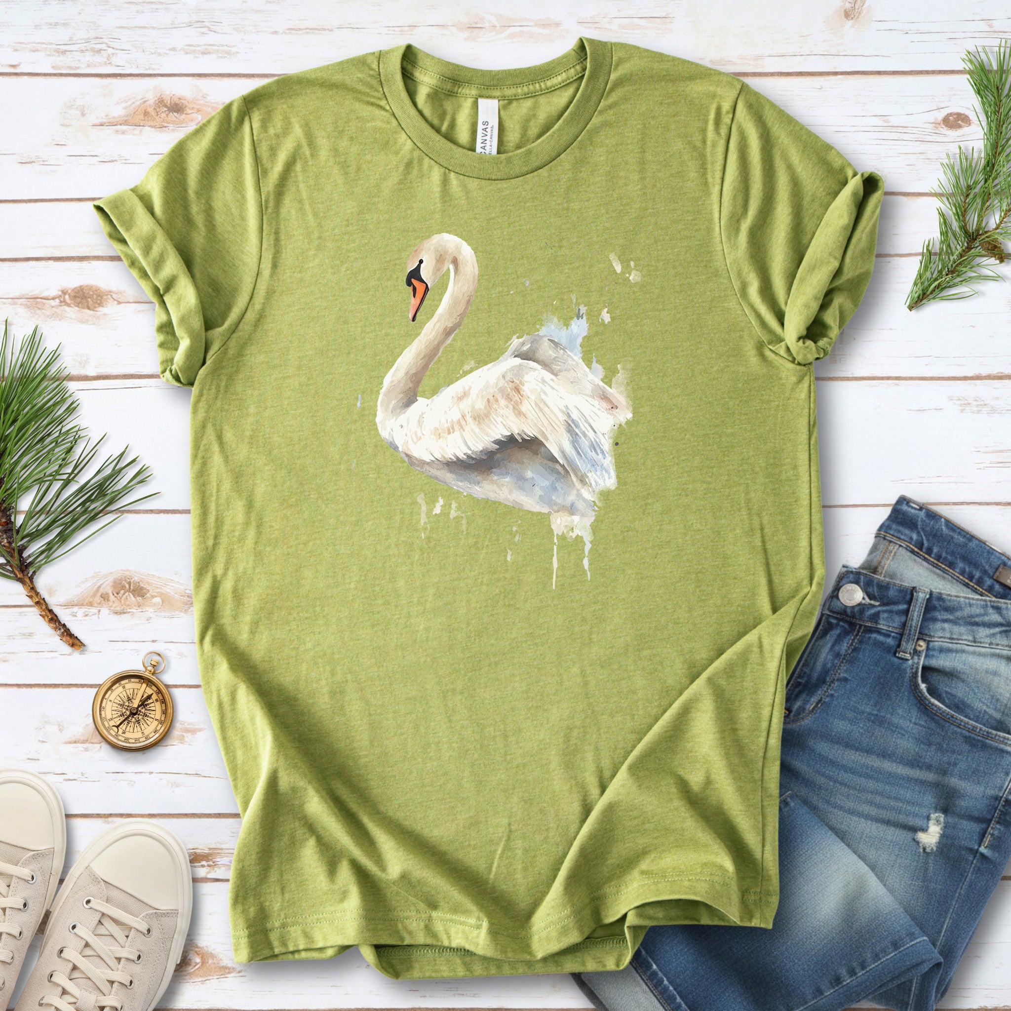 Watercolor Swan T-Shirt – Elegant Bird Lover Gift Tee