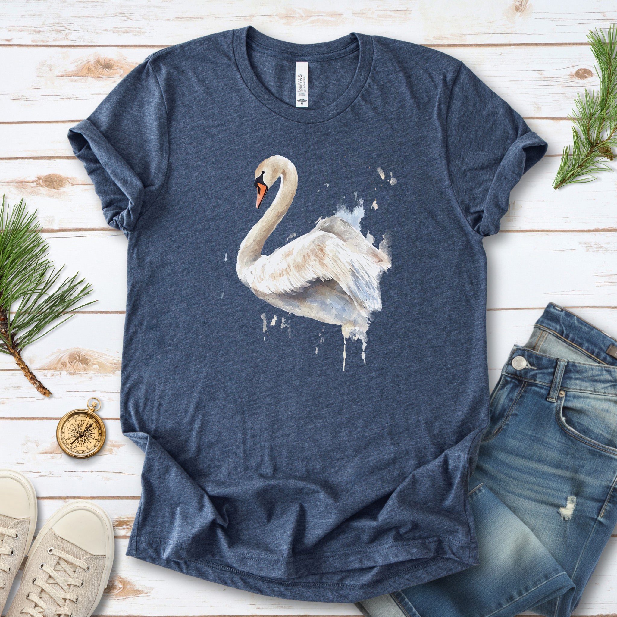 Watercolor Swan T-Shirt – Elegant Bird Lover Gift Tee
