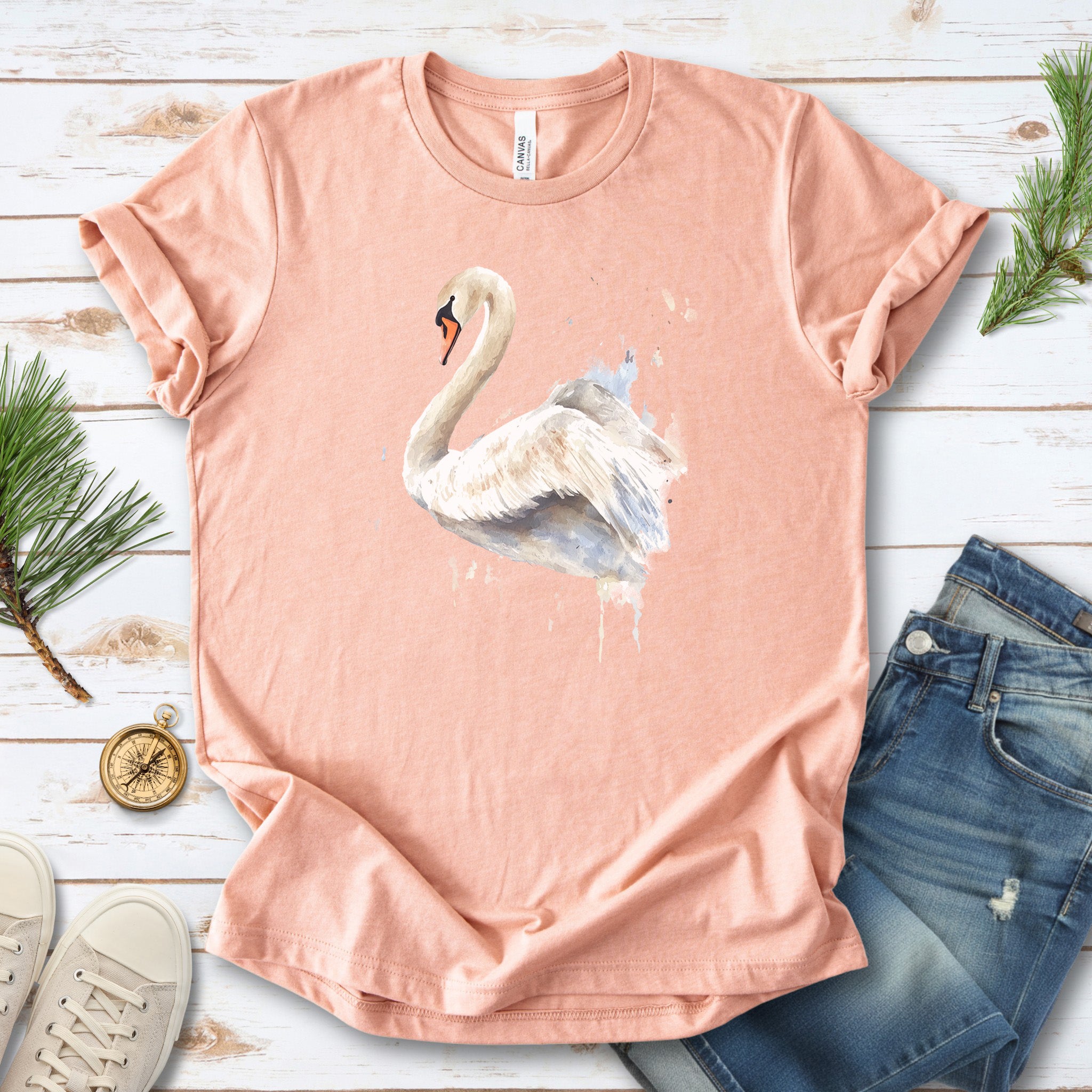 Watercolor Swan T-Shirt – Elegant Bird Lover Gift Tee