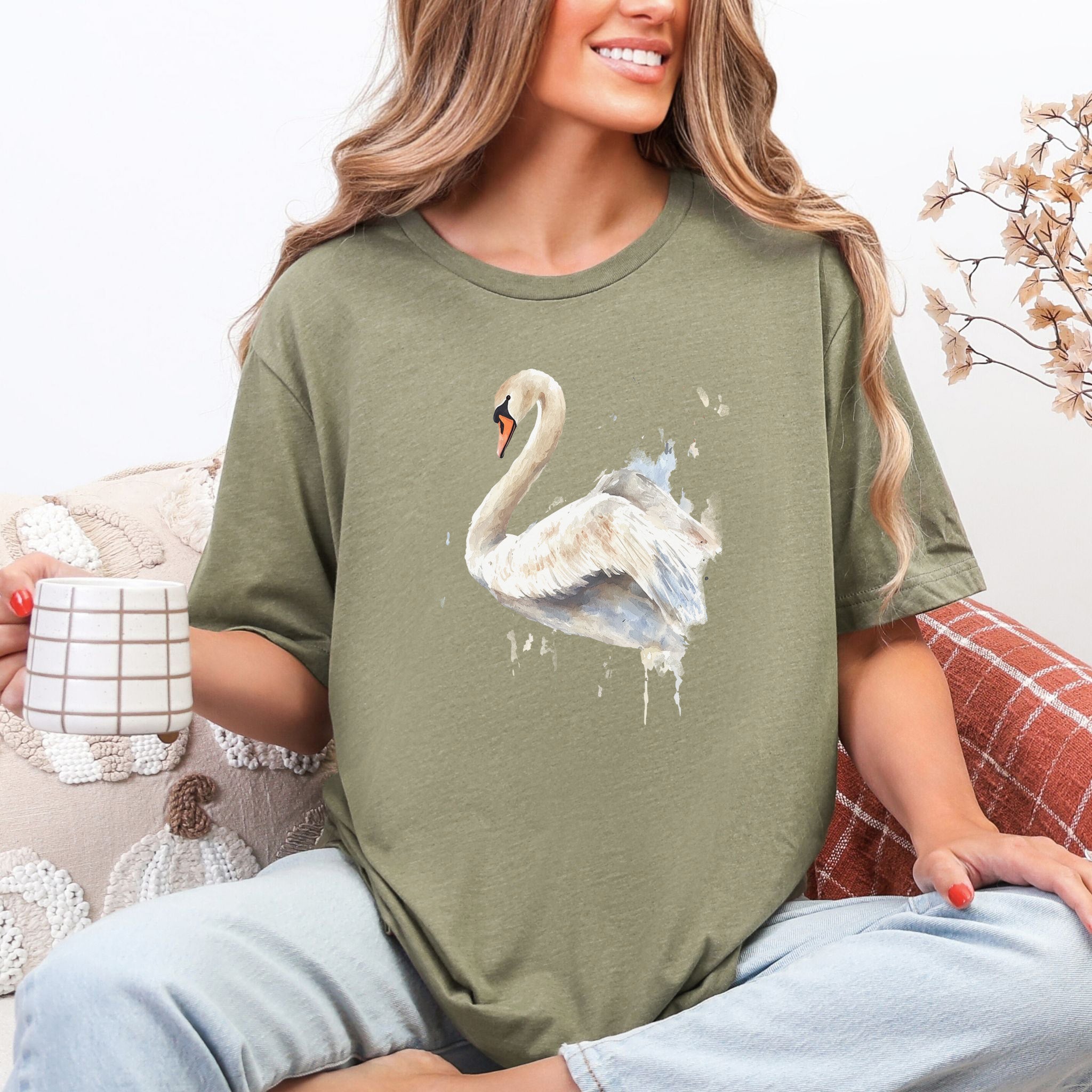 Watercolor Swan T-Shirt – Elegant Bird Lover Gift Tee