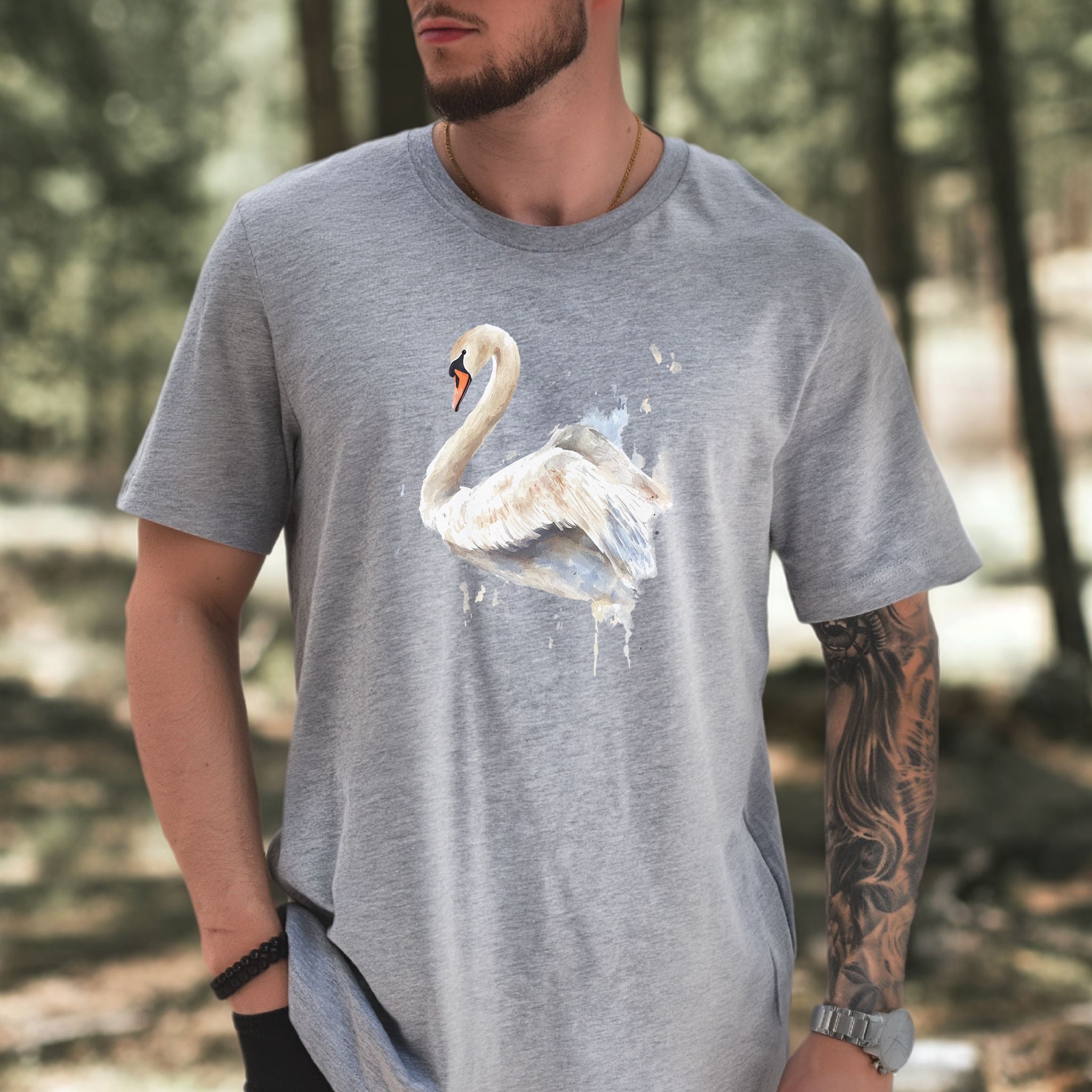 Watercolor Swan T-Shirt – Elegant Bird Lover Gift Tee