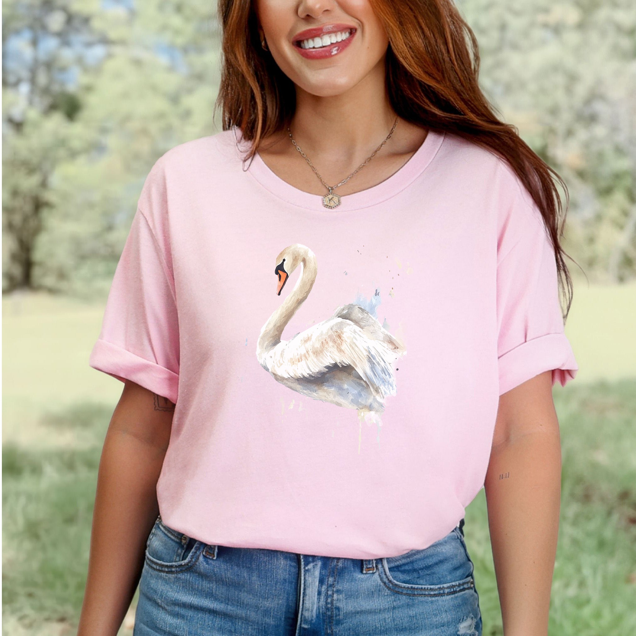 Watercolor Swan T-Shirt – Elegant Bird Lover Gift Tee