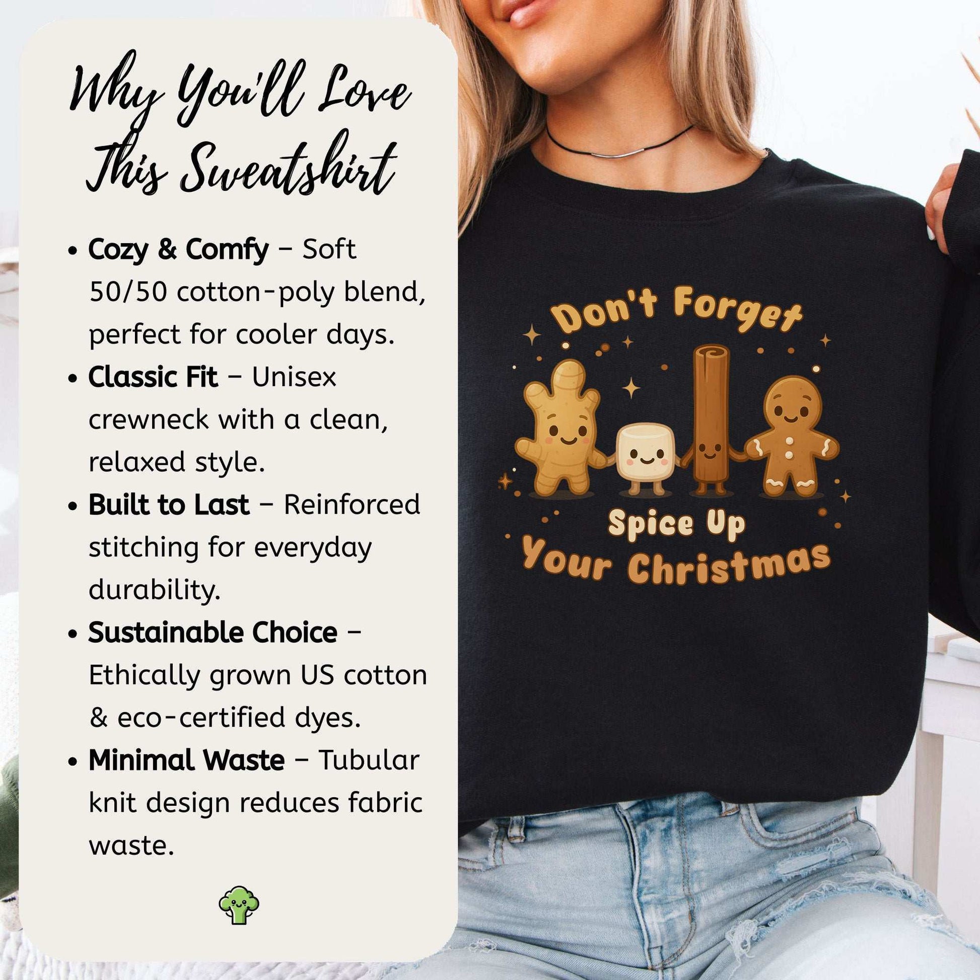 Spice Trio Holiday Sweatshirt – Funny Gingerbread & Marshmallow Gift