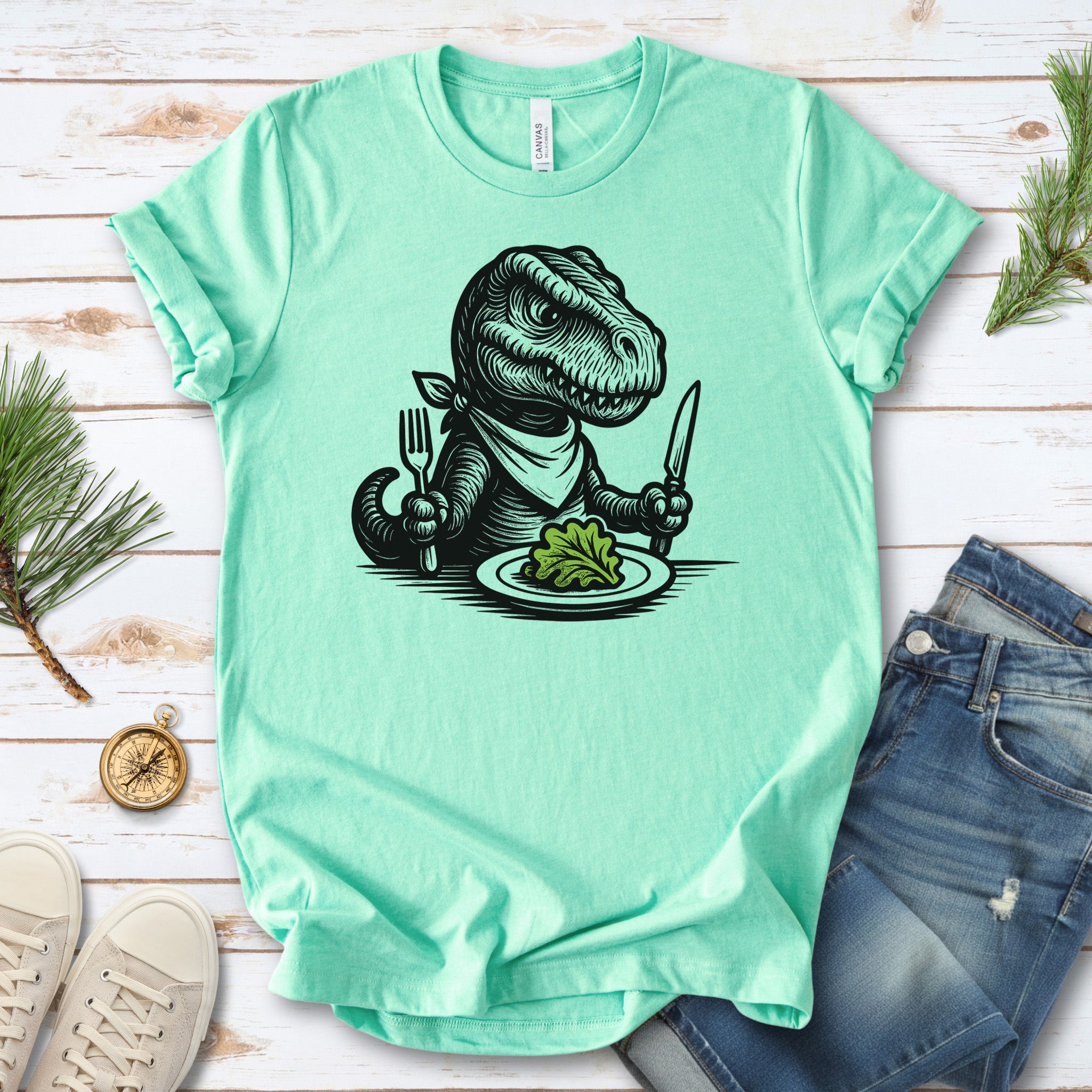 T-Rex Salad T-Shirt – Funny Dinosaur Vegan Gift Tee