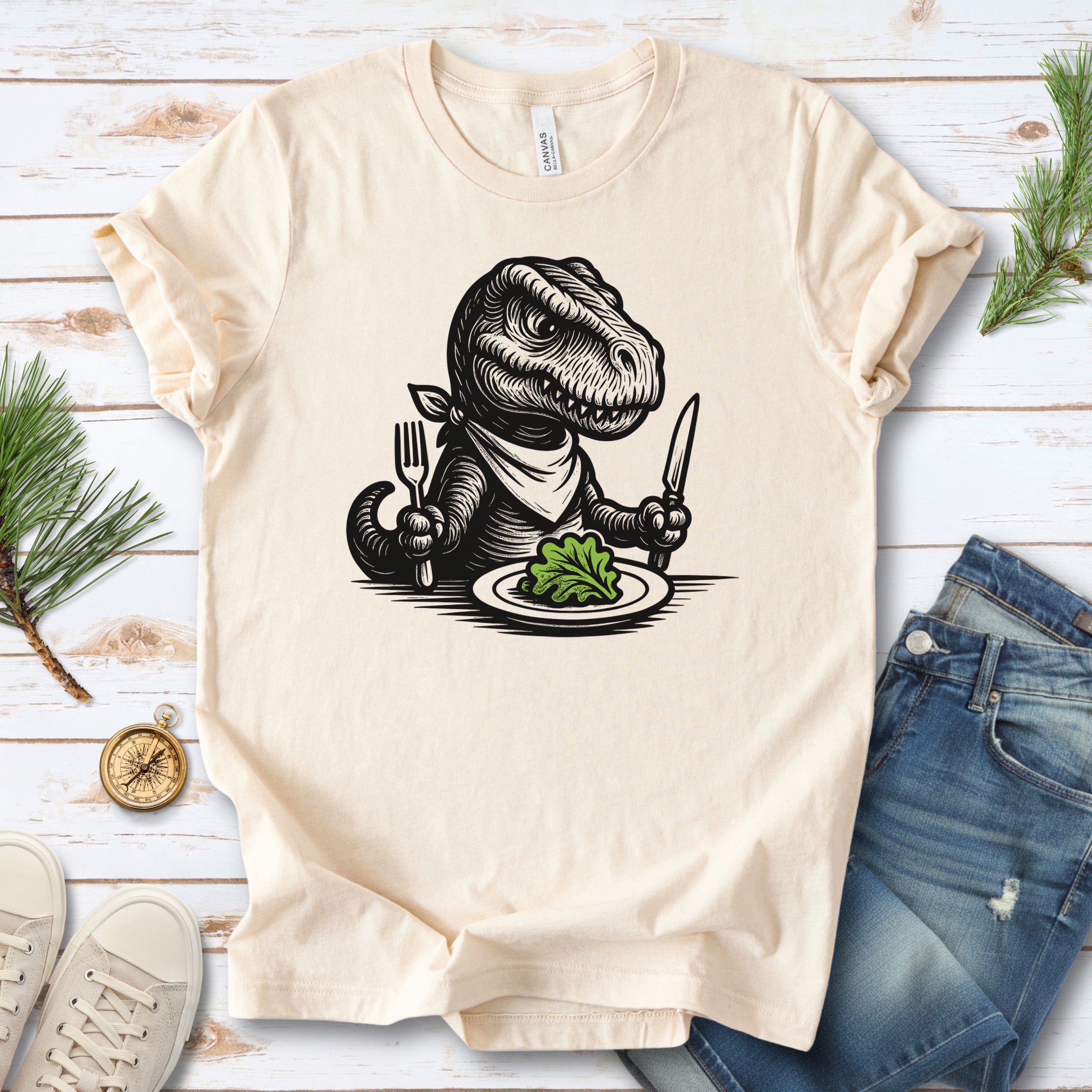T-Rex Salad T-Shirt – Funny Dinosaur Vegan Gift Tee