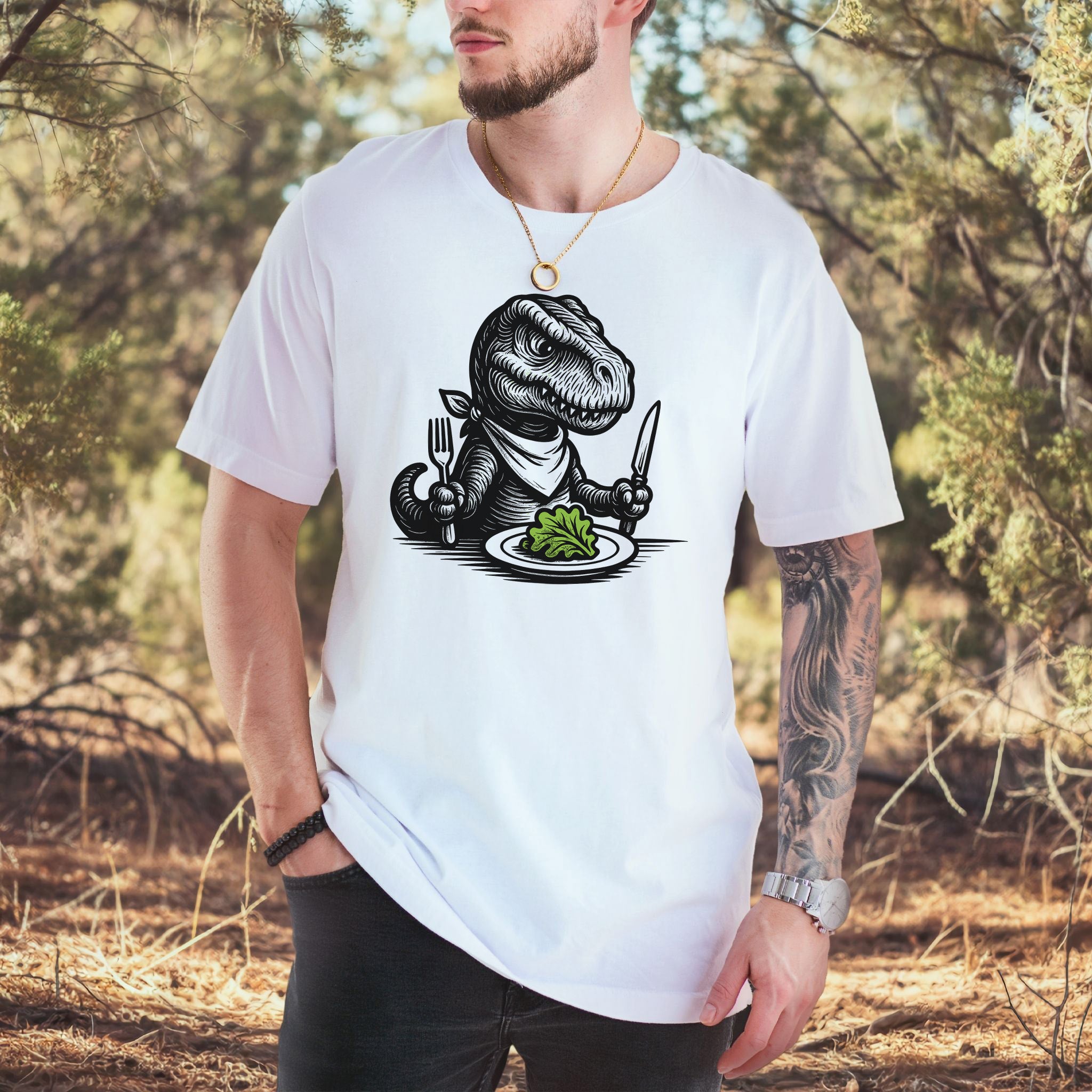 T-Rex Salad T-Shirt – Funny Dinosaur Vegan Gift Tee