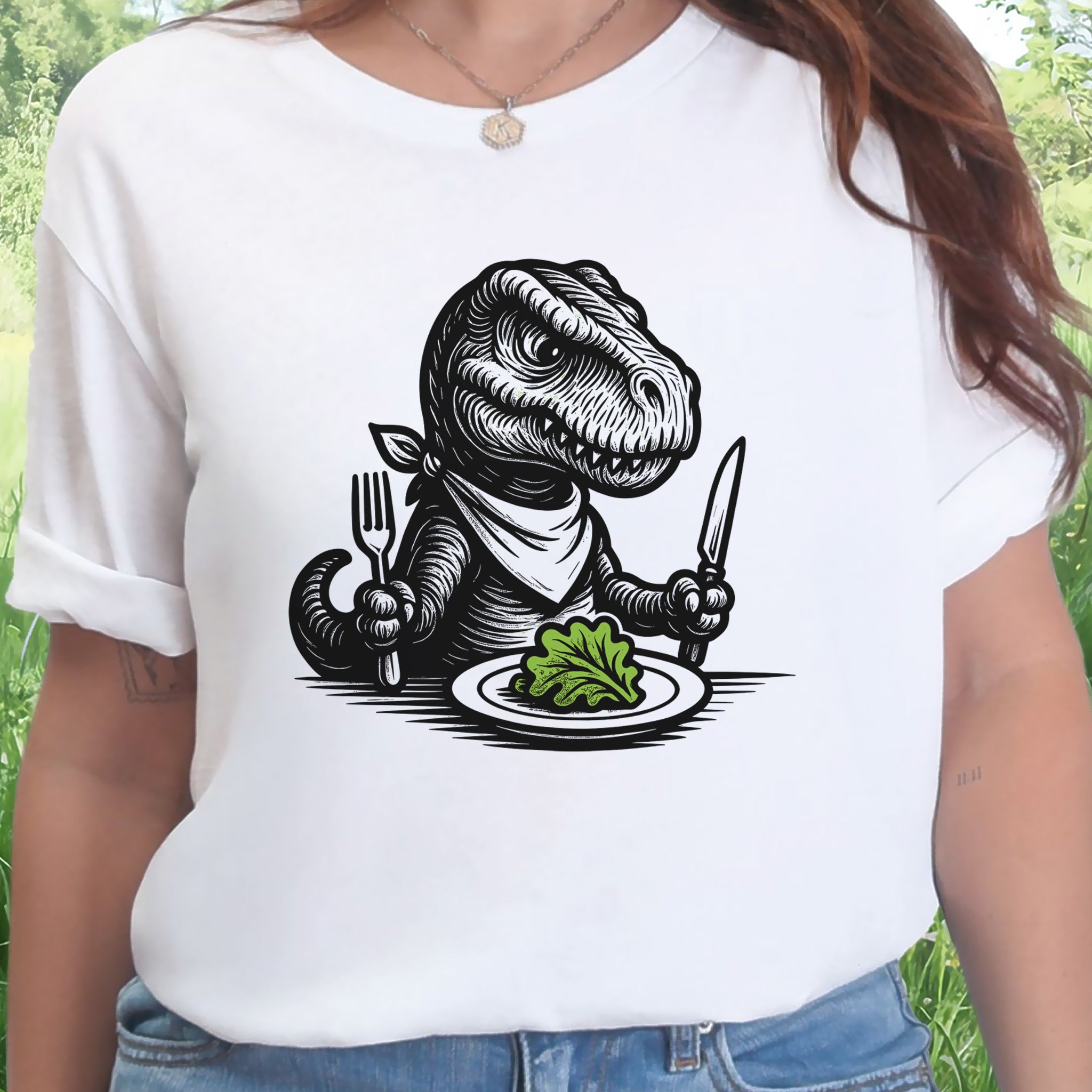 T-Rex Salad T-Shirt – Funny Dinosaur Vegan Gift Tee