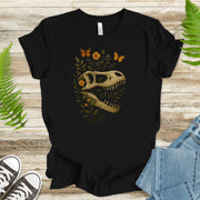 T-Rex Skull with Flowers & Butterflies T-Shirt – Vintage Dino Lover Tee