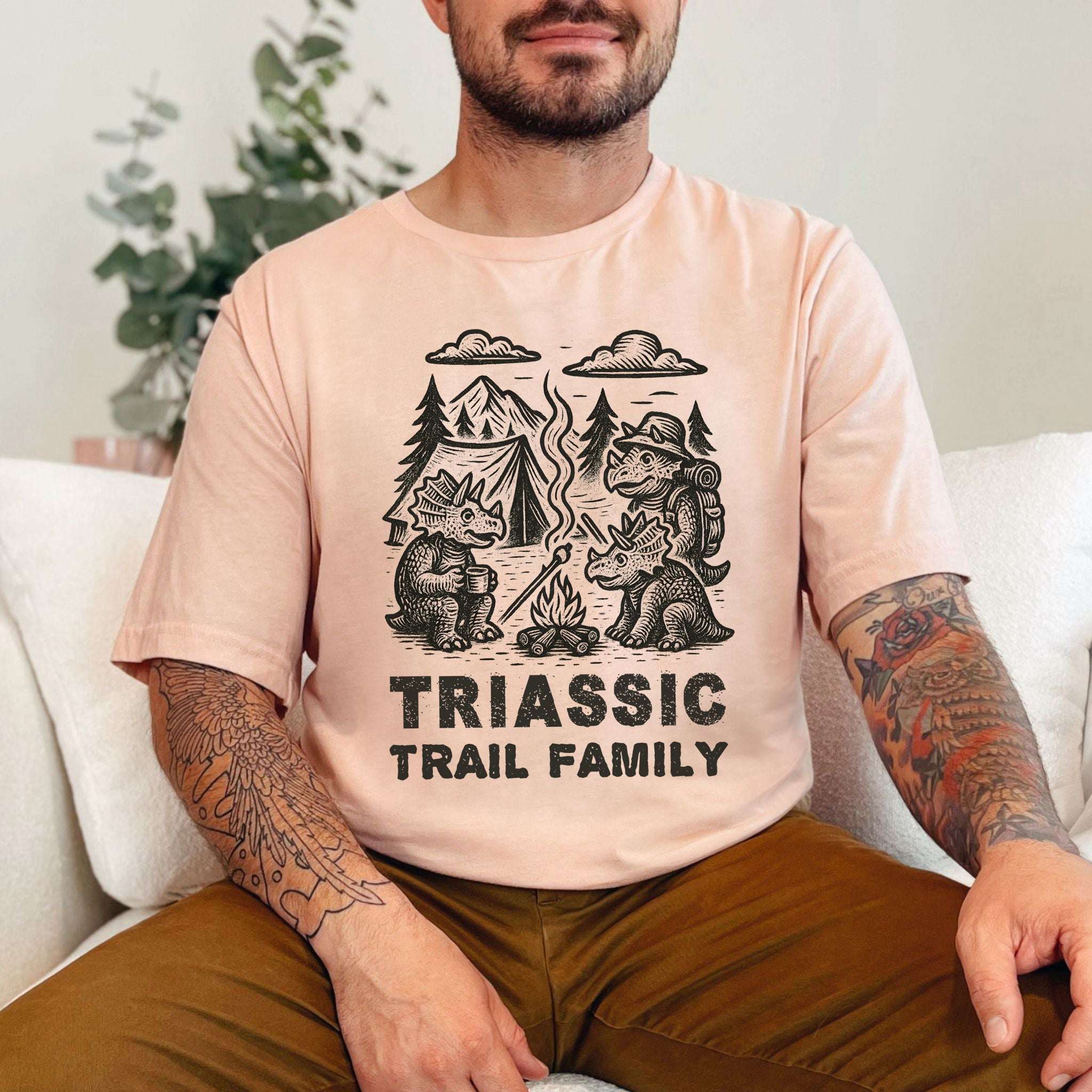 Triassic Trail Family Dinosaur Camping T-Shirt