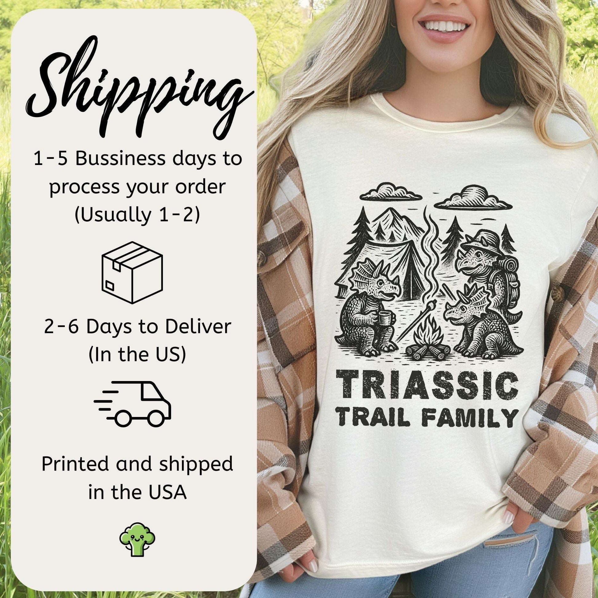 Triassic Trail Family Dinosaur Camping T-Shirt