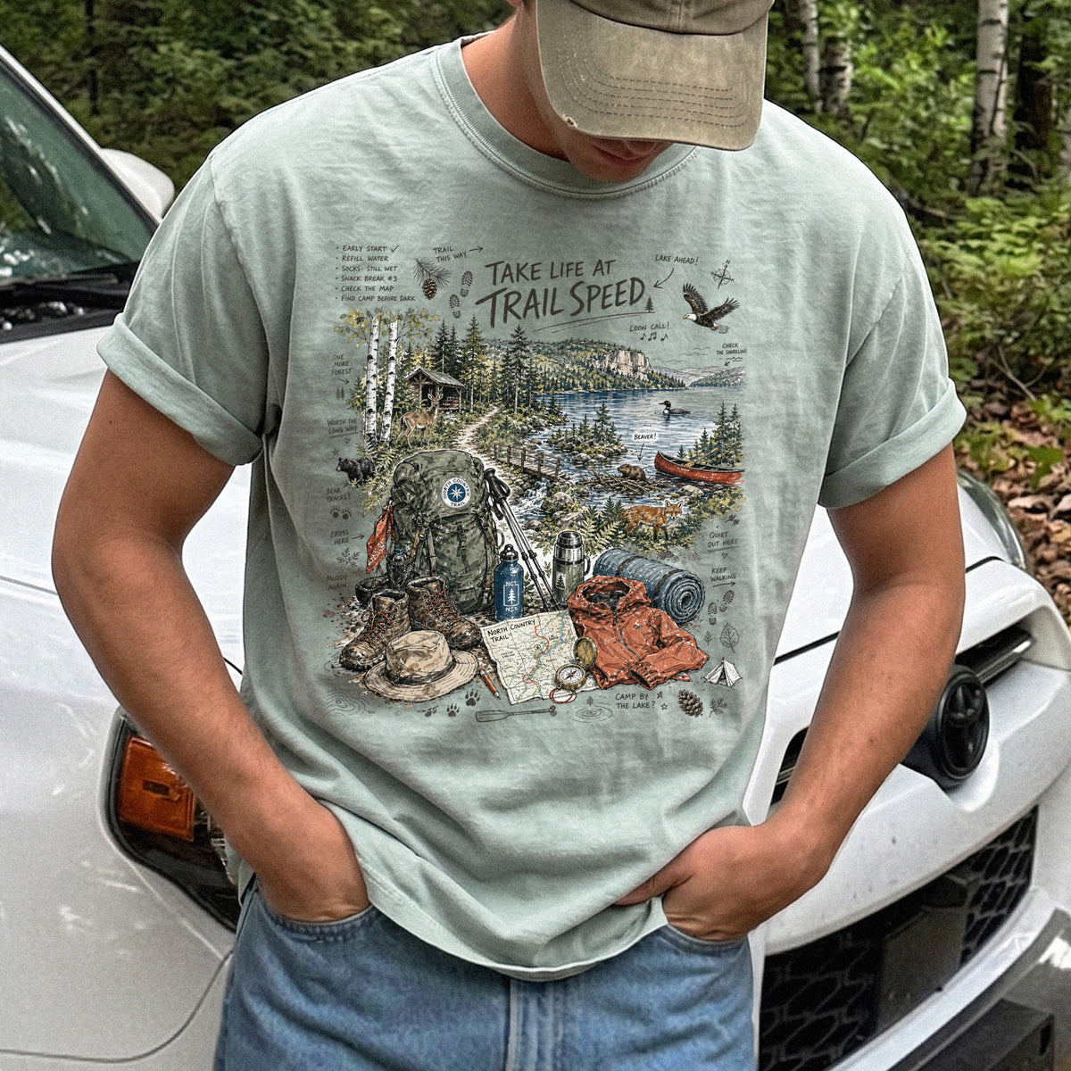 Take Life at Trail Speed North Country Trail Comfort Colors Shirt – Hiking Adventure Tee
