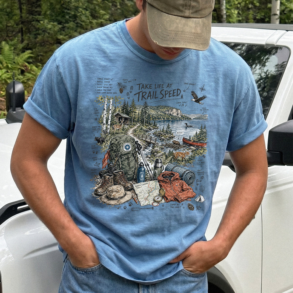 Take Life at Trail Speed North Country Trail Comfort Colors Shirt – Hiking Adventure Tee