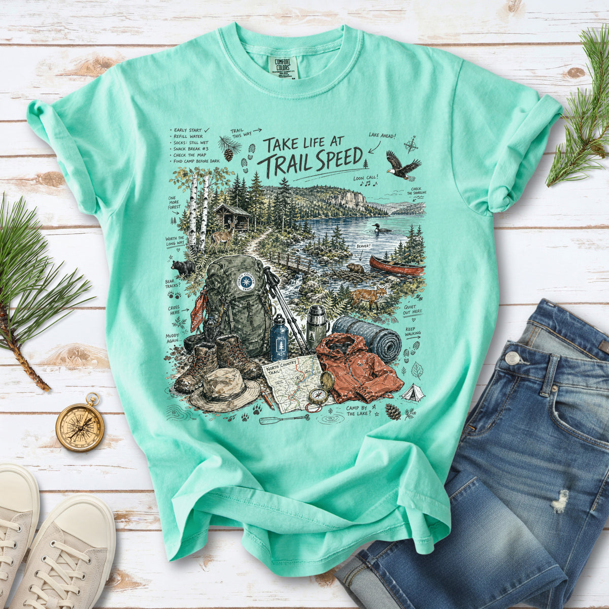 Take Life at Trail Speed North Country Trail Comfort Colors Shirt – Hiking Adventure Tee