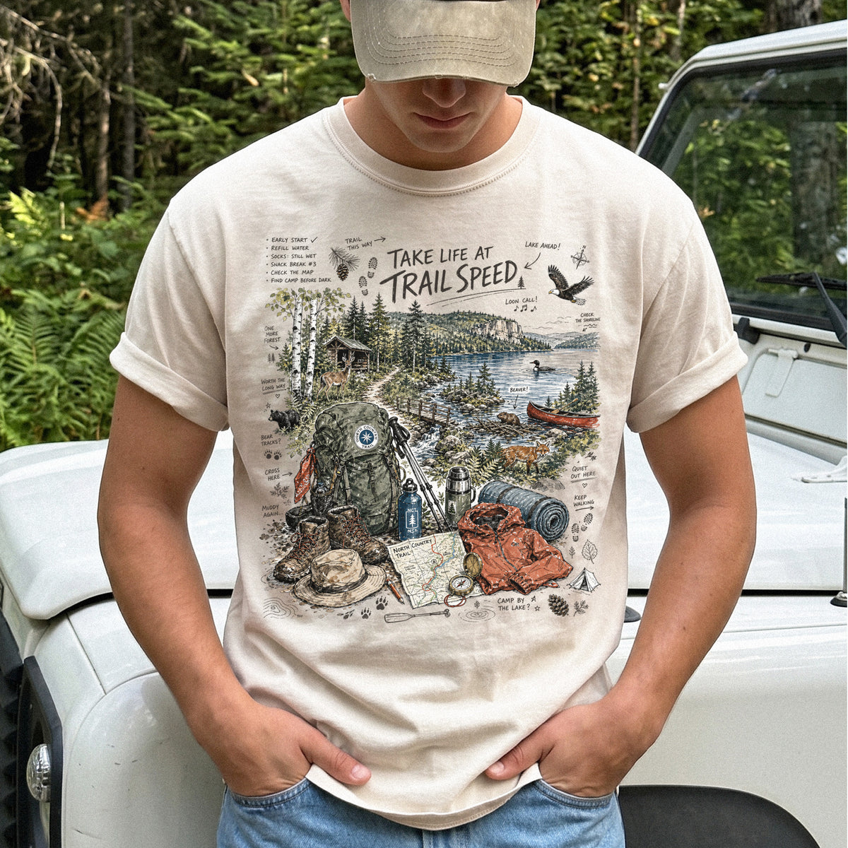 Take Life at Trail Speed North Country Trail Comfort Colors Shirt – Hiking Adventure Tee