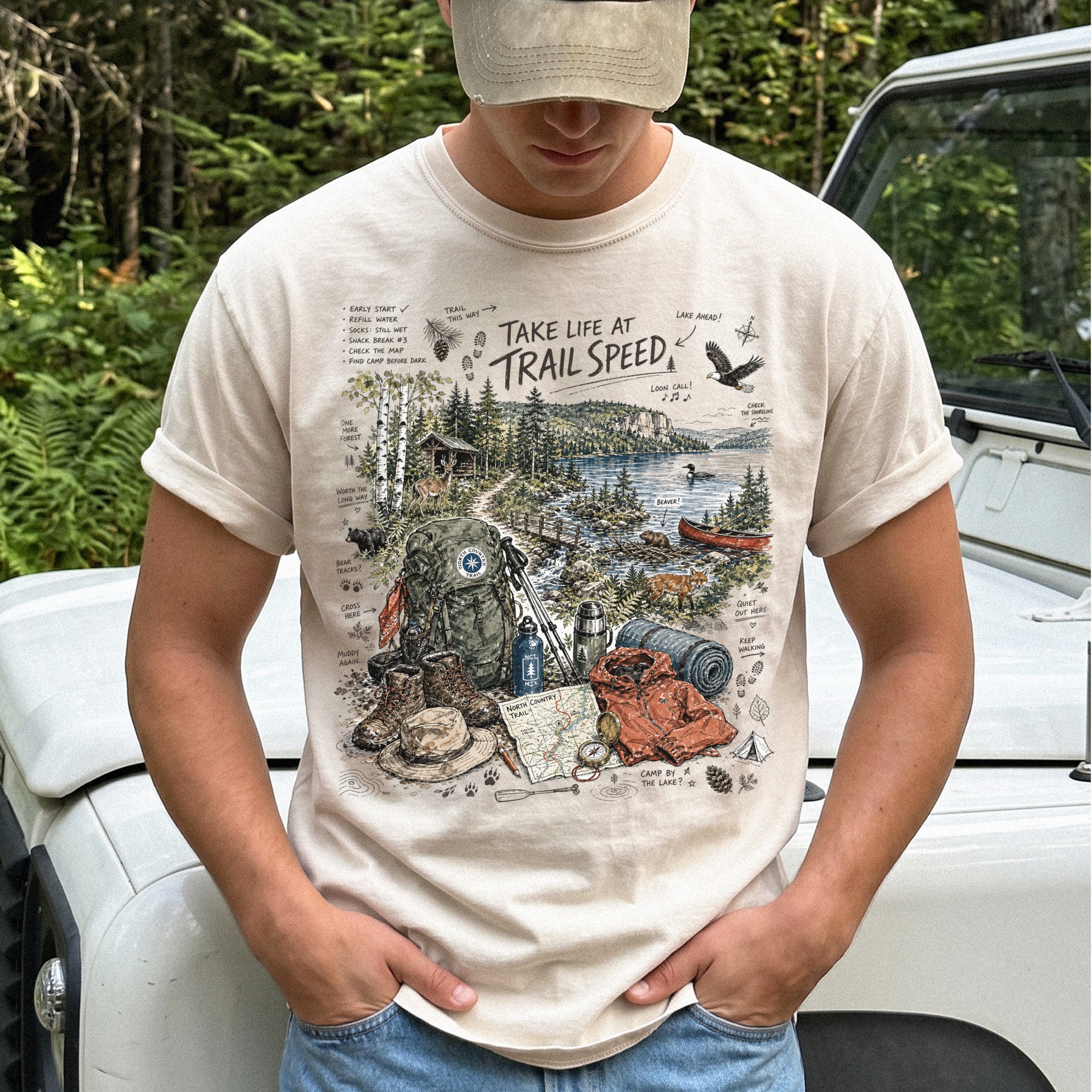 Take Life at Trail Speed North Country Trail Comfort Colors Shirt – Hiking Adventure Tee
