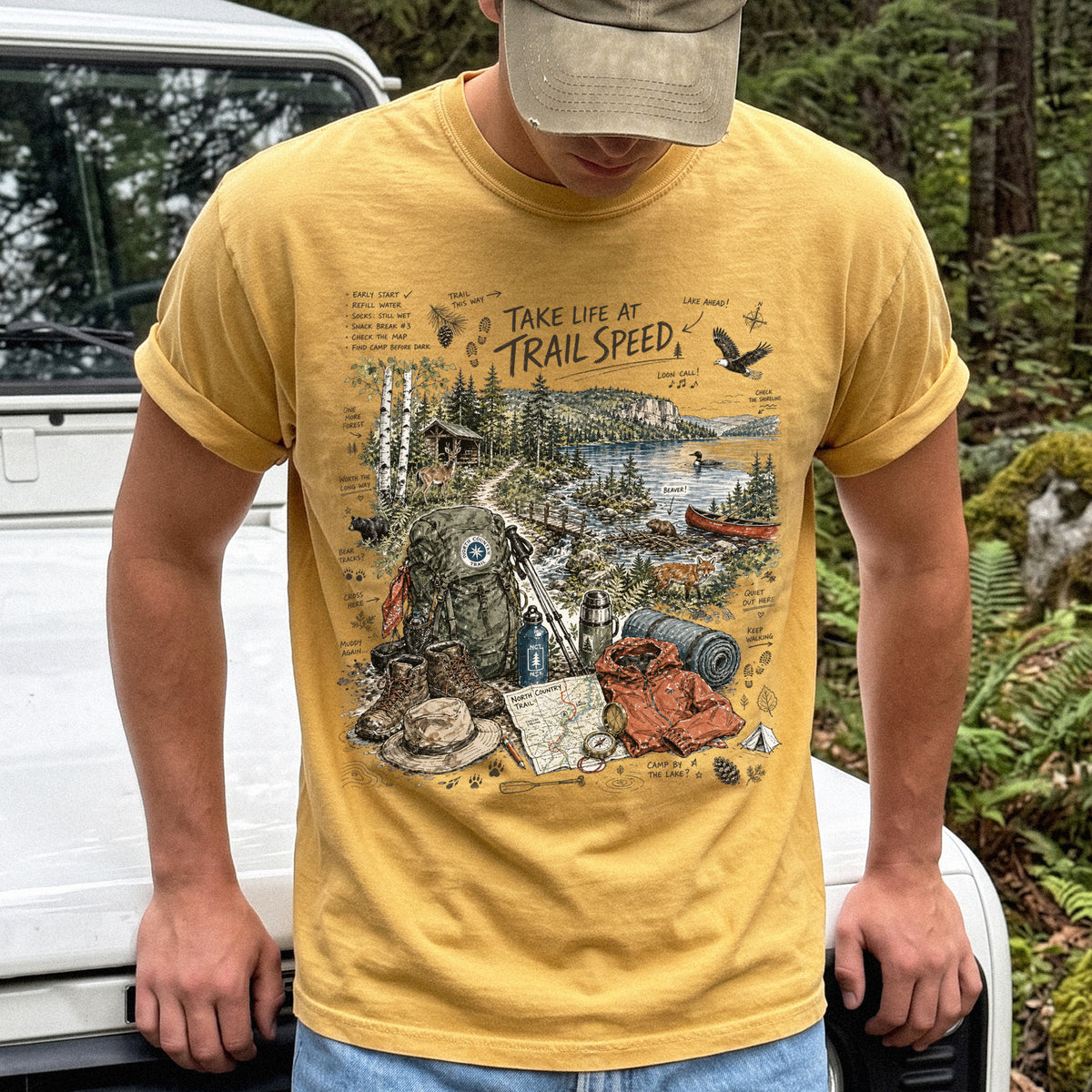 Take Life at Trail Speed North Country Trail Comfort Colors Shirt – Hiking Adventure Tee