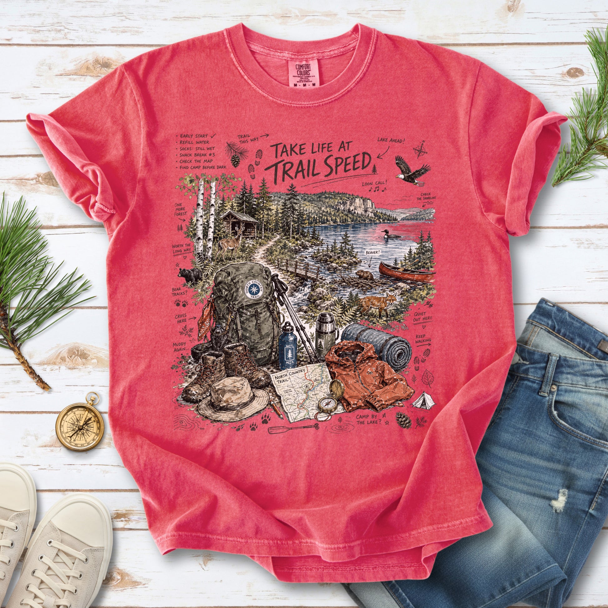 Take Life at Trail Speed North Country Trail Comfort Colors Shirt – Hiking Adventure Tee