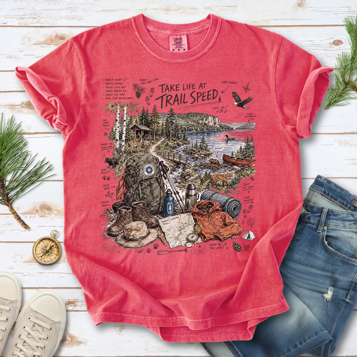 Take Life at Trail Speed North Country Trail Comfort Colors Shirt – Hiking Adventure Tee