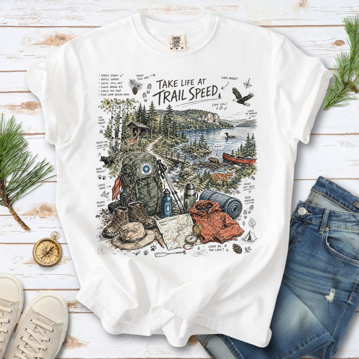 Take Life at Trail Speed North Country Trail Comfort Colors Shirt – Hiking Adventure Tee