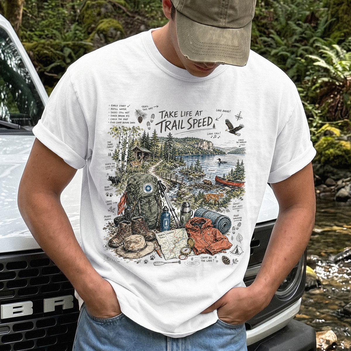 Take Life at Trail Speed North Country Trail Comfort Colors Shirt – Hiking Adventure Tee