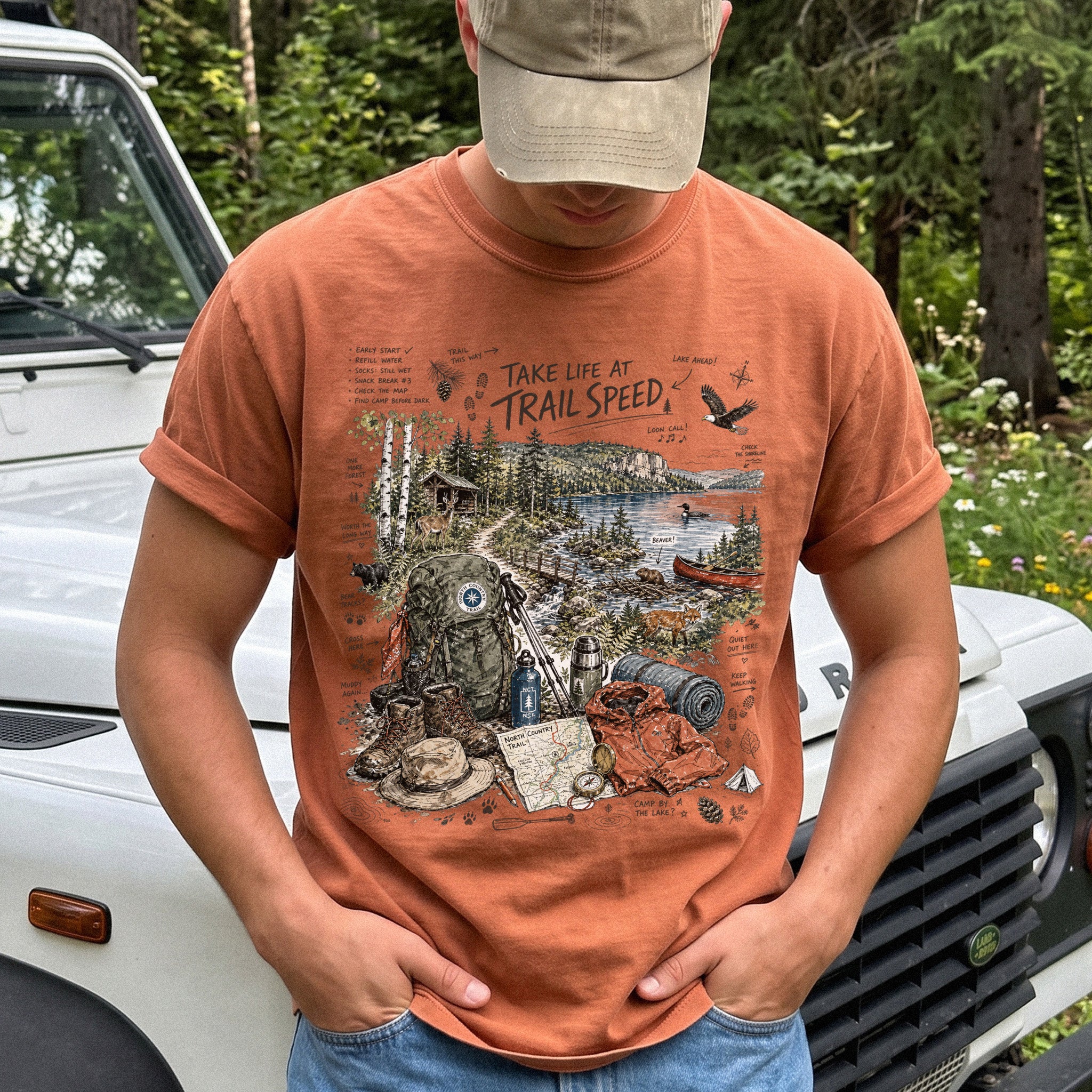 Take Life at Trail Speed North Country Trail Comfort Colors Shirt – Hiking Adventure Tee