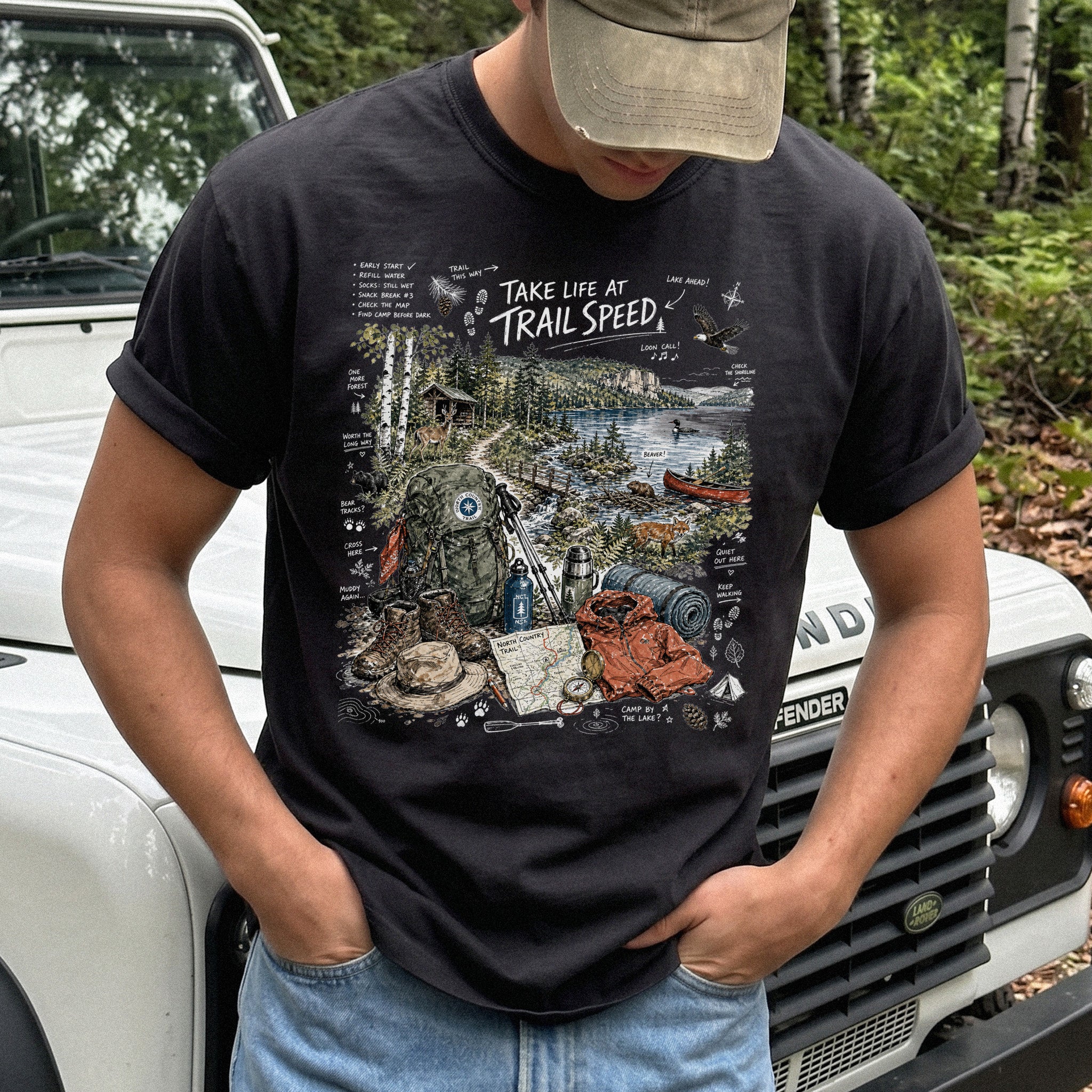 Take Life at Trail Speed North Country Trail Comfort Colors Shirt – Hiking Adventure Tee