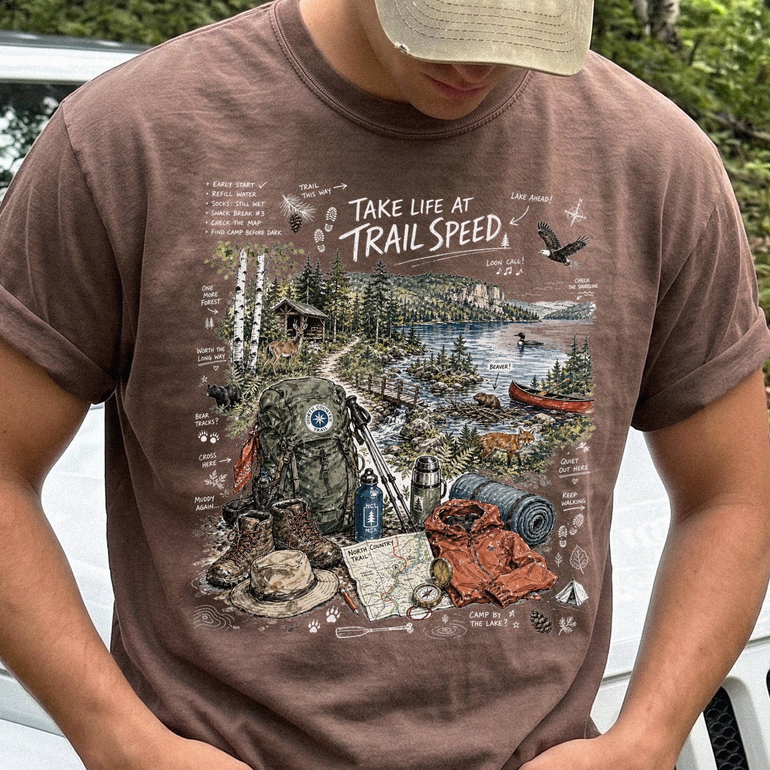 Take Life at Trail Speed North Country Trail Comfort Colors Shirt – Hiking Adventure Tee