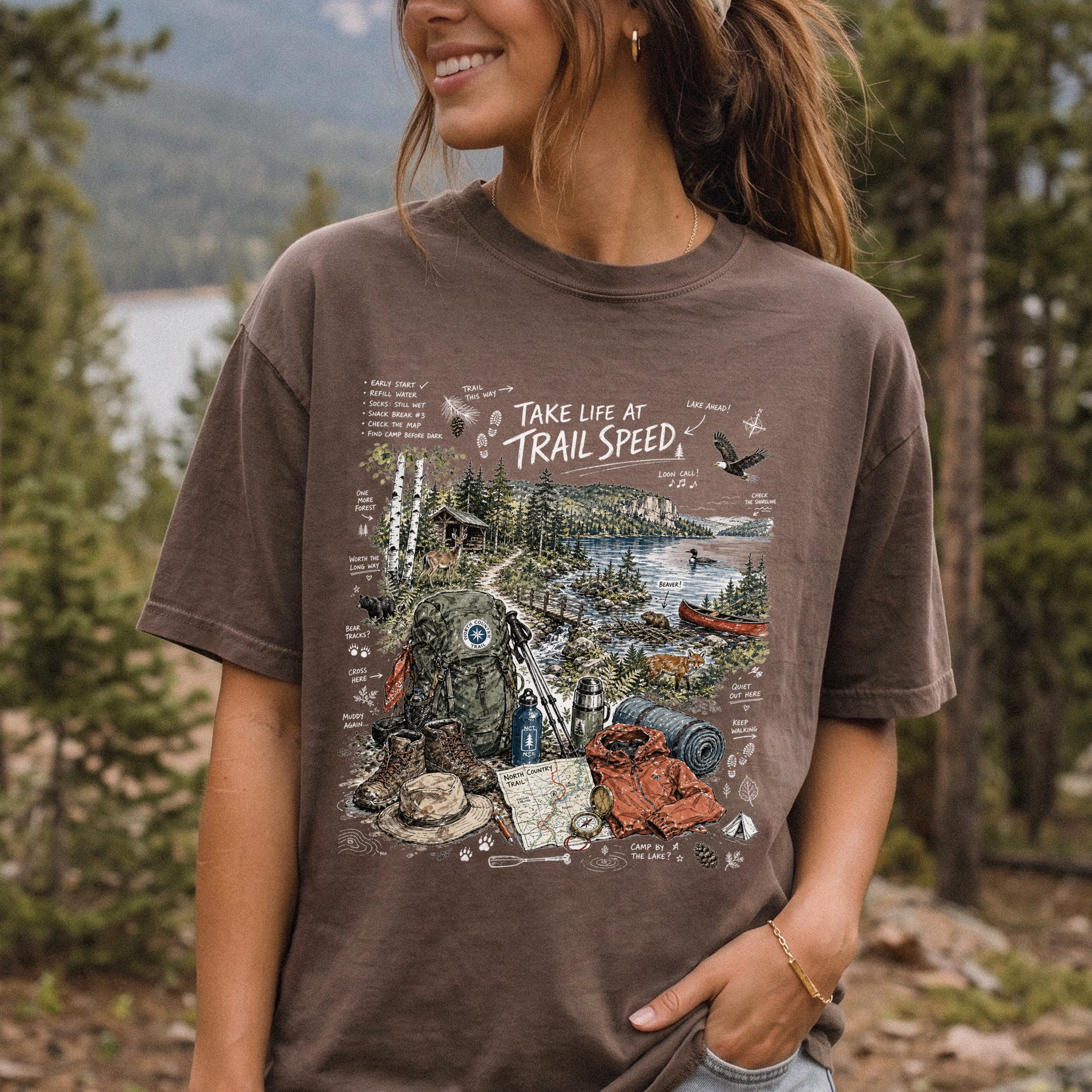 Take Life at Trail Speed North Country Trail Comfort Colors Shirt – Hiking Adventure Tee