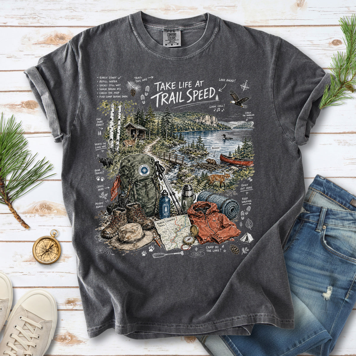 Take Life at Trail Speed North Country Trail Comfort Colors Shirt – Hiking Adventure Tee