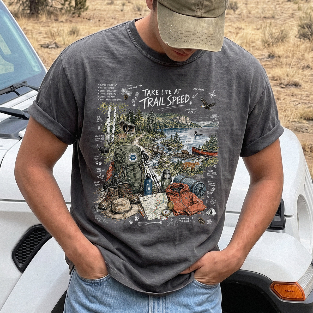 Take Life at Trail Speed North Country Trail Comfort Colors Shirt – Hiking Adventure Tee