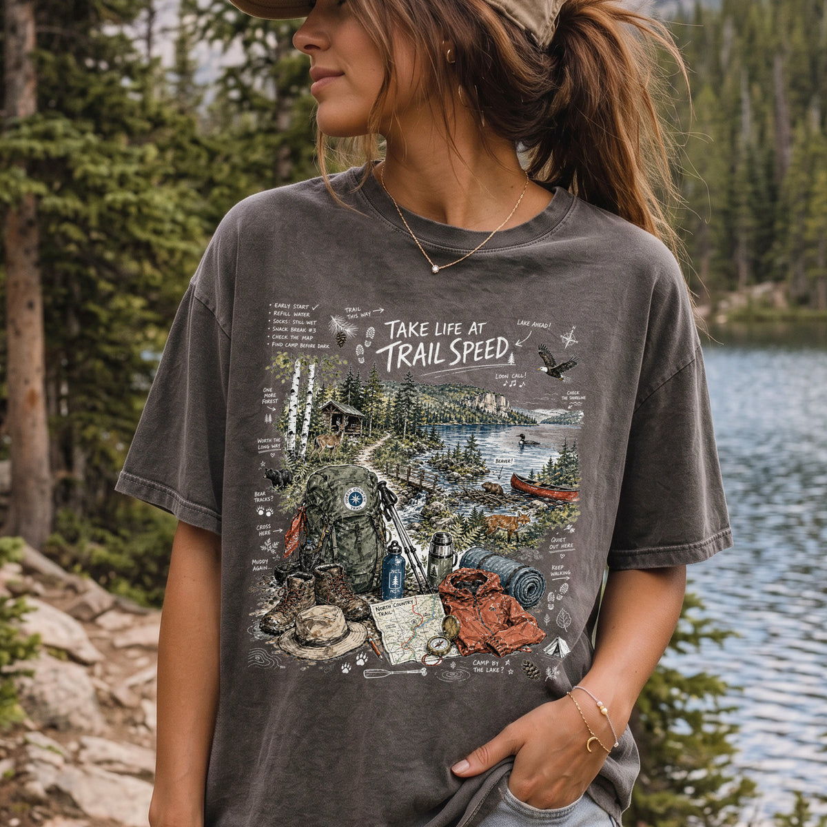 Take Life at Trail Speed North Country Trail Comfort Colors Shirt – Hiking Adventure Tee