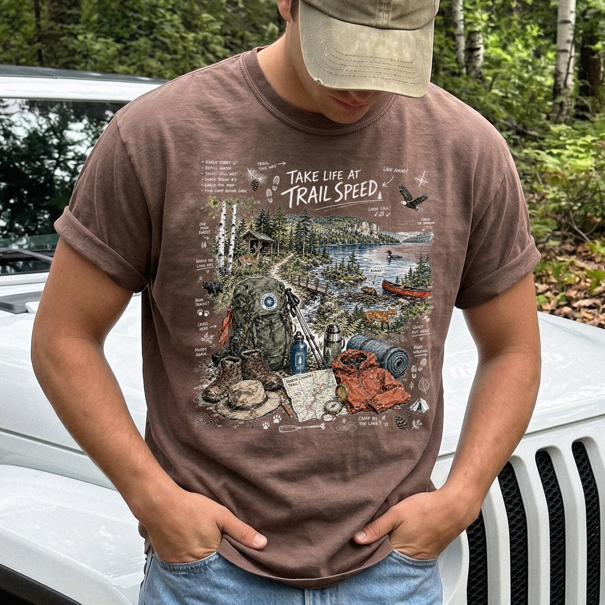 Take Life at Trail Speed North Country Trail Comfort Colors Shirt – Hiking Adventure Tee
