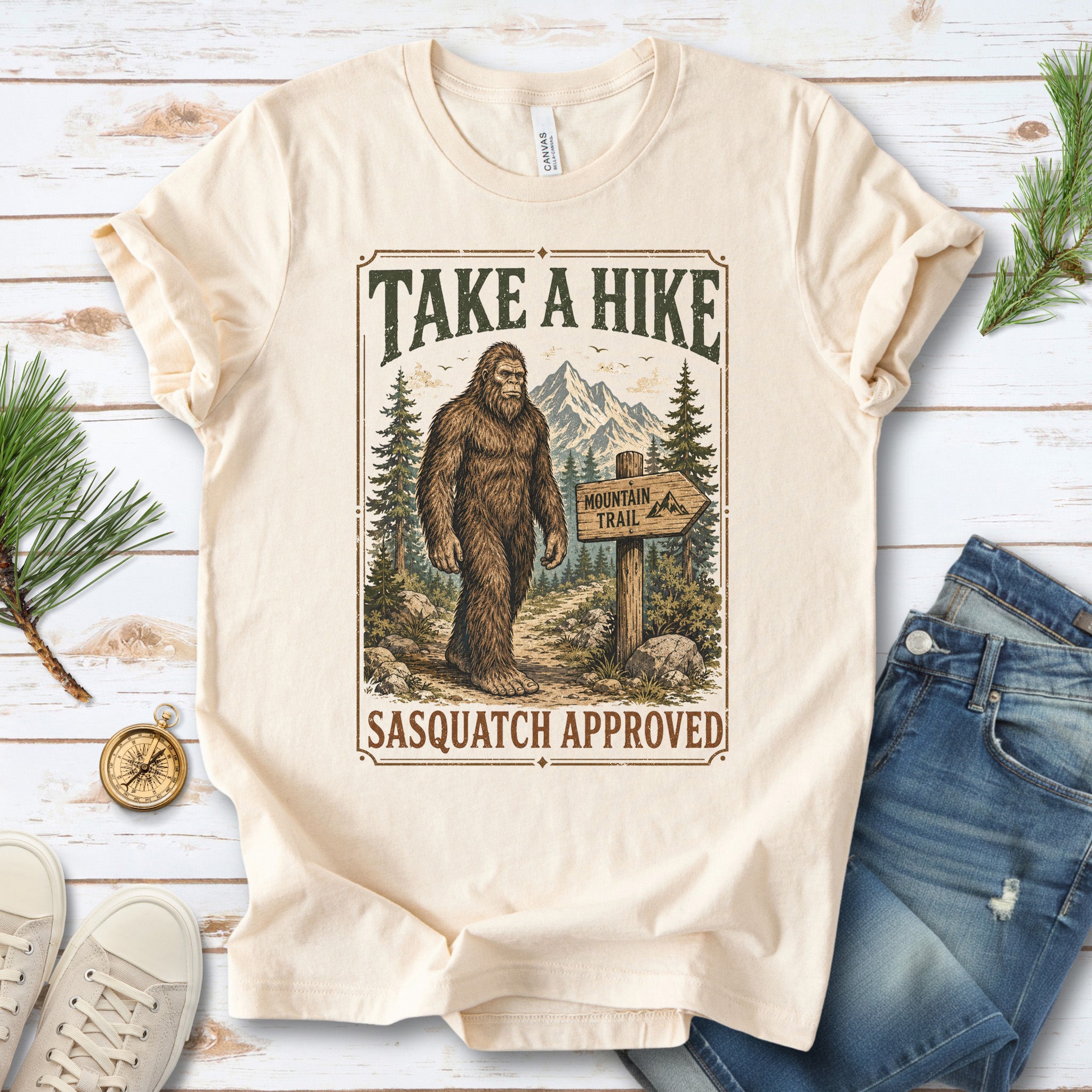 Take a Hike Sasquatch Approved Bigfoot Mountain Trail T-Shirt